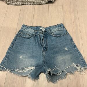 Forever 21 Light Blue Frayed Jean Shorts